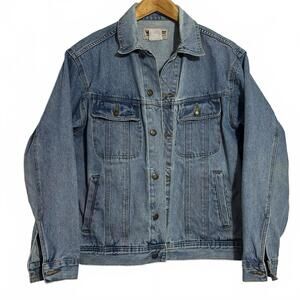 Vintage Wrangler Men’s Rugged Wear Blue Jean Jacket Denim Trucker Button Up Med